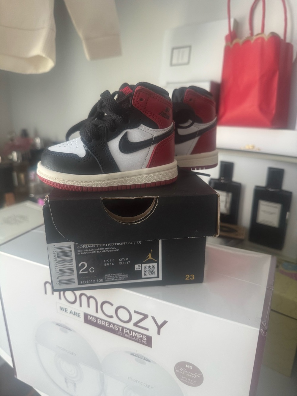 Nike Air Jordan 1 High Infant Sneakers - White/Black/Red